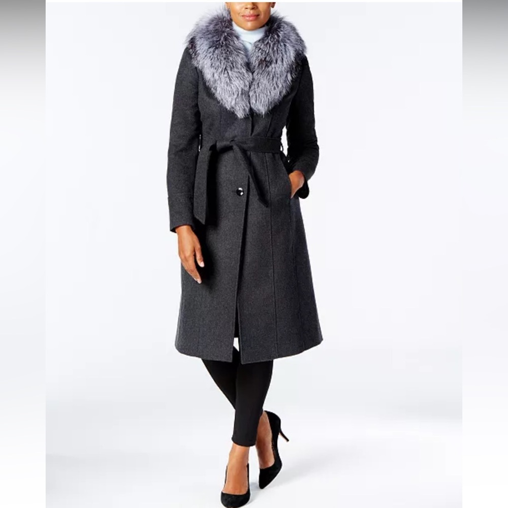 Michael Kors REAL Fox Fur Trench Pea Coat